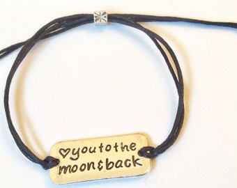 Love You To The Moon And Back... adjustable wax cord bracelet