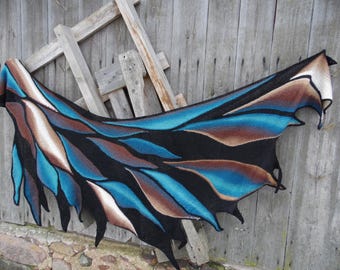 Hand knit shawl wing shape,hand knit shawl,Wearable Art Wrap,Unique Gift,Hand knit art shawl,unique gifts,Women's Accessory.