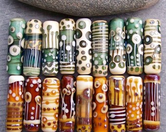 MruMru Handmade Lampwork Glass Bead. Tube focal. Mix and Match Tubes. Sra.