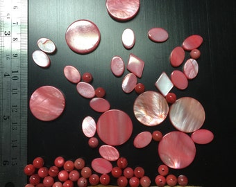 Coral mother of pearl beads mixed lot