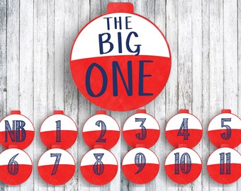 Digital Photo Banner - Bobber Banner - The BIG ONE Birthday - 12 Month Photo Banner - Milestone Banner