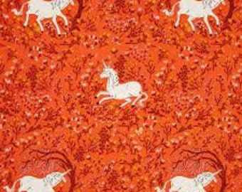 Heather Ross Far Far Away Windham fabrics Unicorn orange FQ or more OOP HTF
