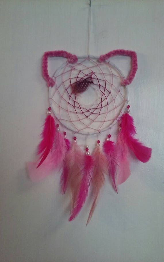 Medium Kitty cat dream catcher w/feathers.customizable gift