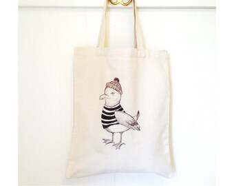 Seagull bag, seagull gift, funky tote bag, Australiana bags, vegan bag, market bag, tote bag