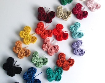 6 CROCHETED BUTTERFLY APPLIQUE free choice of colour