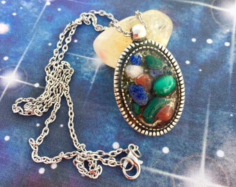 Protection Amulet - jewelry,crystals ,Reiki,witchcraft,witch,magickal,magic,Malachite,Lapis,Red Agate,herbs,blessings,tarot,chakra,moonlight
