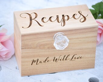Recipe Box - Personalized Recipe Box - Housewarming Gift - Wedding Shower Decor - Wood Recipe Box - Mothers Day Gift - Christmas Gift