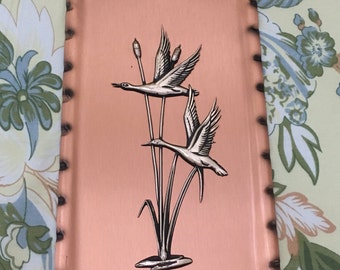 Vintage Copper Wall Art Ducks Flying in Marsh Nature Art Germany Man Cave Cabin Decor