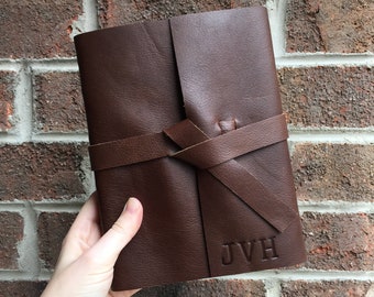Large Leather Writing Journal, Lined Notebook Personalized with Monogram Initials, Graduation Gift for Writers, Handmade Diary for Writing