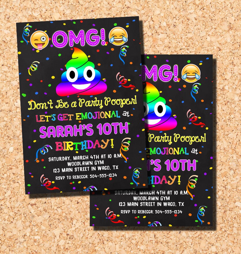 Emoji Invitations Emoji Birthday Invitations Poop Emoji