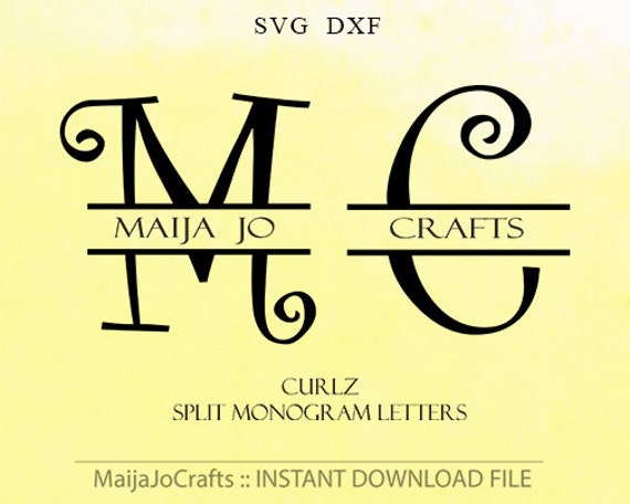 split letter monogram svg file dxf digital svg font alphabet split letter monogram font