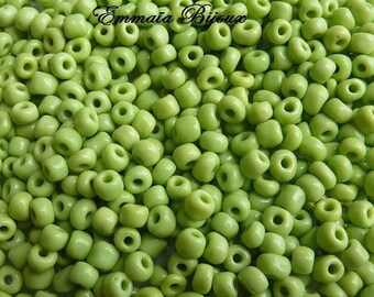 50 4 mm lime green seed beads