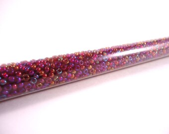 Red AB Seed Beads - Red Seed Beads - Red Glass Beads - Red Seed Bead Tube - Bead Weaving Beads - Red Round Beads - Size 11 Seed Beads