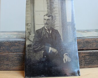 Victorian Tintype Portrait / Handsome Seated Gentleman