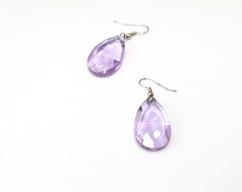 Faceted purple Teardrops earrings