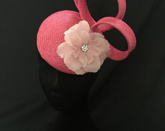 Pink straw fascinator