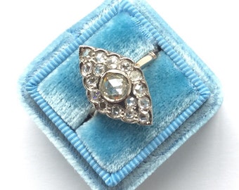 Vintage Navette Ring | Rose Cut Diamond Ring | Rose Gold Ring | Engagement Ring | Unique