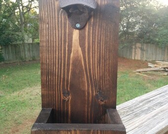 Beer Opener with Cap Catcher, Beer Opener, Wall Mounted Bottle Opener, Rustic Beer Opener, Custom Bottle Opener, Rustic Bottle Opener PLAIN