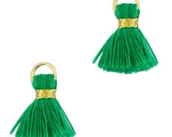 Beaded tassels, tassels, tassel pendant-1.5 cm-3 pcs.-Color selectable (color: Green 2)