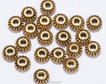 100Pcs Tibetan silver spacer 6mm hole 2mm