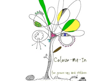 Colour-Me-In colouring book, download pdf, original art drawings by melanie j cook