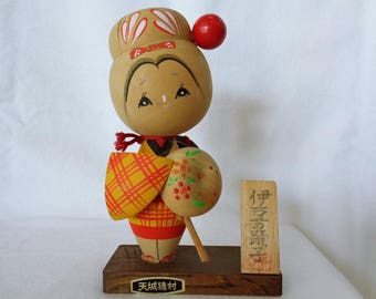 1037 :Kokeshi doll, Vintage Japanese wooden Artistic Kokeshi doll,Creative Kokeshi doll,signed,Marked, Handcrafted in Japan