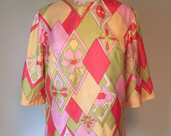 1960s Alex Colman Diamond Print Tunic
