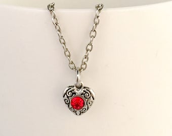 July birthstone necklace, July pendant necklace, July necklace, ruby birthstone necklace, ruby pendant necklace, ruby necklace,