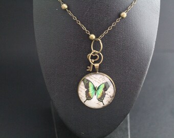 Beautiful butterfly and key necklace