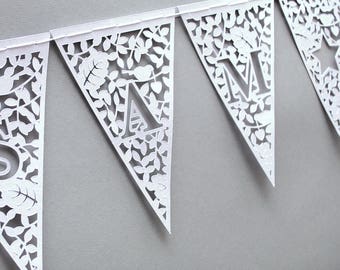 Personalised Bunting - Customised Bunting - Wedding Bunting - Papercut Bunting - Paper Bunting - Garland - Nursery Decoration - New Baby