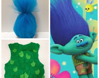 Trolls Hair, Branch Hair, Branch Headband, Branch Vest, Trolls Vest, Trolls Costume, Branch Costume, Boy Trolls Costume