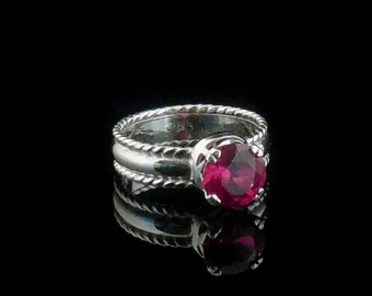Ruby Ring 8mm - Argentium Silver