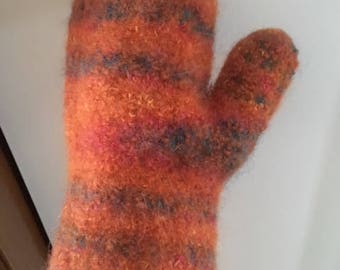Orange/Multi Felted Mittens