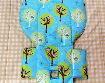 highchair Evenflo padded replacement high chair cover, baby chair accessory, baby and child care furniture pad, kids feeding chair, owl tree