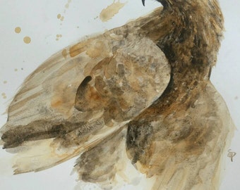 Golden Eagle Watercolor PRINT -SALE-buy 2 get 1