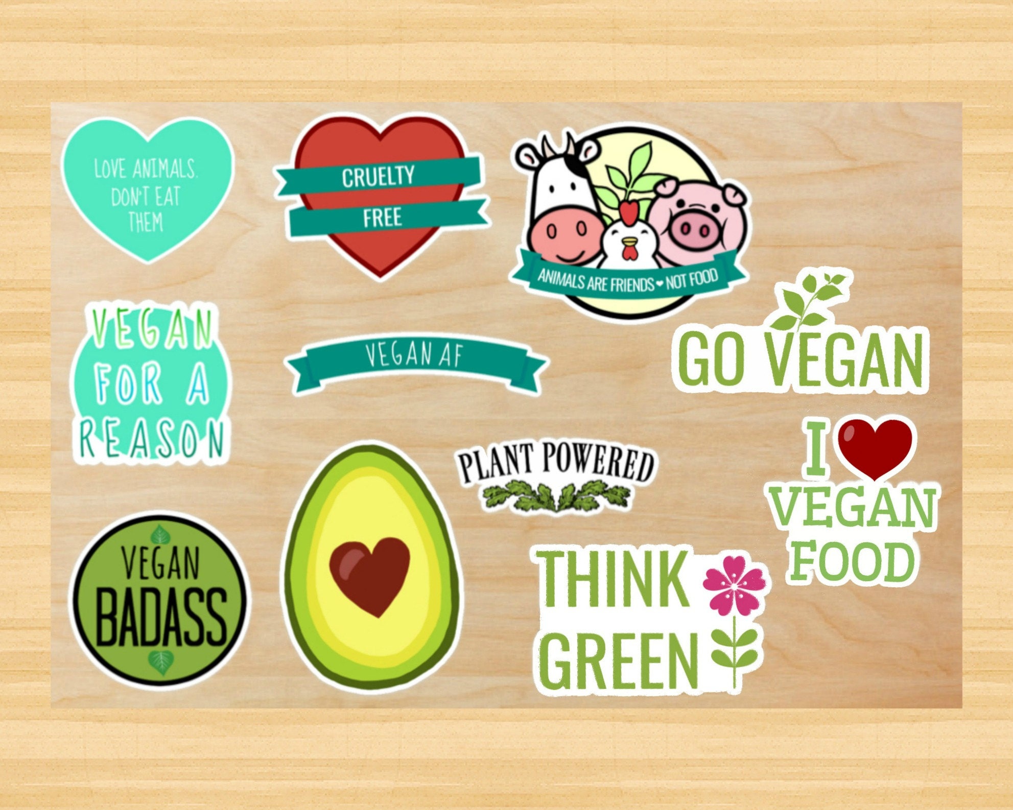 Vegan / Vegetarian Sticker Pack Animal Rights Decal Vegan