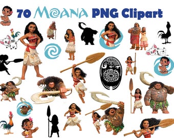 INSTANT DL- 70x Moana clipart png - printable Digital Cliparts Graphic sticker Instant Download