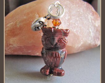 Jasper Hoot Owl Charm/Zipper Pull from Cornerstoregoddess