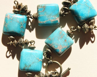 Turquoise Bracelet Beaded Bracelet Turquoise Boho Bracelet Boho Jewelry Bohemian Bracelet Brass Stone Bracelet Gift for women Gift for her