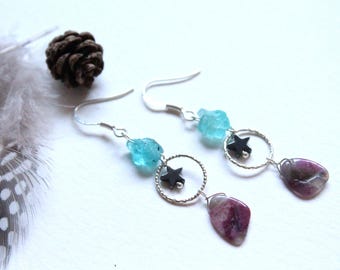 Aquamarine and tourmaline earrings