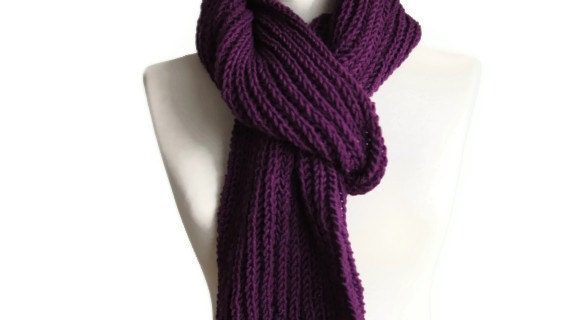 Items similar to Purple scarf, Winter knitted scarf, purple knit scarf ...