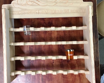 shot glass display shelf red and black 28 shelves 3 piece wall