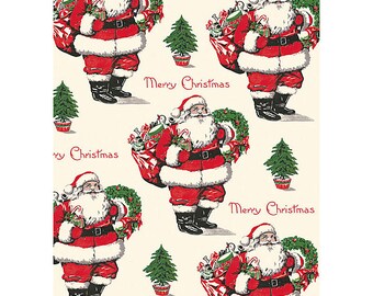 Vintage Santa Claus Wrapping Paper by Cavallini to Frame or for Wrapping, Book Binding, Decoupage, Paper Arts PSS 3429