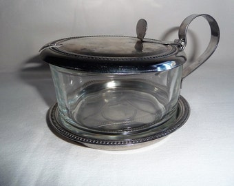 Vintage INOX Italy Stainless & Glass Sugar Bowl with Lid, Italian Sugar Dish