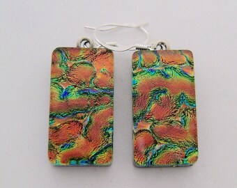 Dichroic glass jewelry earrings.