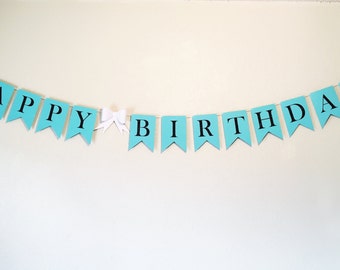 Happy Birthday Banner | Birthday Banner | Blue Theme Banner | Teal Birthday Banner | Robin's Egg Blue Banner