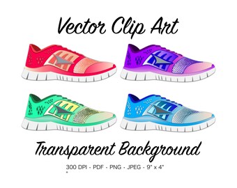 Shoe clip art | Etsy Running Shoe Clip Art - Running Shoe Clipart, Tennis Shoe Clipart, Sneaker, Running