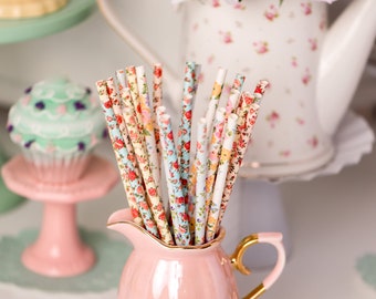 Floral Bouquet -Floral Straws -Party Supplies -Bridal Shower -Wedding -Tea Party -Garden Party -Shabby Chic *Girl Party -Pink Party Supplies