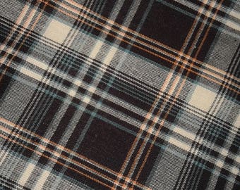 Brown checkered cotton fabric