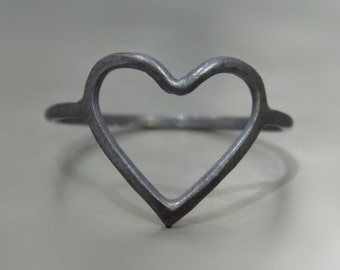 Heart ring - Romantic Jewelry - Love ring - Love jewelry - Oxidized silver ring - Heart jewelry